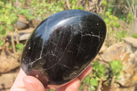 Polished Black Tourmaline Standing Free Forms x 3 From Madagascar - Toprock Gemstones and Minerals