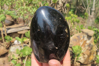 Polished Black Tourmaline Standing Free Forms x 3 From Madagascar - Toprock Gemstones and Minerals