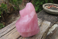 Polished Rose Quartz Flame Sculpture x 1 From Madagascar - Toprock Gemstones and Minerals