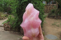 Polished Rose Quartz Flame Sculpture x 1 From Madagascar - Toprock Gemstones and Minerals