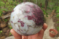 Polished Rubellite Pink Tourmaline Spheres x 2 From Ambatondrazaka, Madagascar - Toprock Gemstones and Minerals
