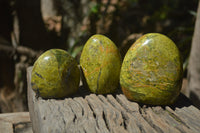 Polished Green Opal Standing Free Forms x 3 From Antsirabe, Madagascar - Toprock Gemstones and Minerals