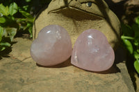 Polished Rose Quartz Gemstone Hearts x 6 From Madagascar - Toprock Gemstones and Minerals