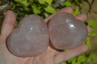 Polished Rose Quartz Gemstone Hearts x 6 From Madagascar - Toprock Gemstones and Minerals
