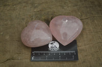 Polished Rose Quartz Gemstone Hearts x 6 From Madagascar - Toprock Gemstones and Minerals