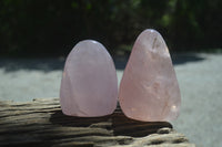 Polished Rose Quartz Standing Free Forms x 4 From Madagascar - Toprock Gemstones and Minerals