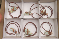 Hand Made Copper Wire Wrapped Blue Smithsonite Pendants x 6 From Congo - Toprock Gemstones and Minerals