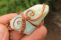 Hand Made Copper Wire Wrapped Blue Smithsonite Pendants x 6 From Congo - Toprock Gemstones and Minerals