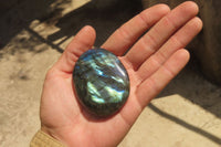 Polished Labradorite Palm Stones x 12 From Tulear, Madagascar - Toprock Gemstones and Minerals