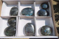 Polished Labradorite Palm Stones x 8 From Tulear, Madagascar - Toprock Gemstones and Minerals