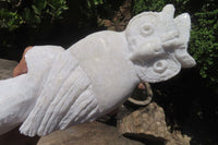 Hand Made White Marble Owl Carving x 1 From Zimbabwe - Toprock Gemstones and Minerals