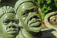 Hand Made Green Verdite African Tribal Couple Sculpture x 1 From Zimbabwe - Toprock Gemstones and Minerals