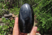 Polished Black Tourmaline Standing Free Forms x 3 From Madagascar - Toprock Gemstones and Minerals