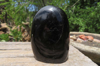 Polished Black Tourmaline Standing Free Forms x 3 From Madagascar - Toprock Gemstones and Minerals