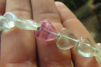 Polished Green and Purple Fluorite Gemstone Heart Necklace - Sold Per Item - From Namibia - Toprock Gemstones and Minerals