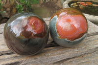 Polished Polychrome Jasper Spheres x 2 From Madagascar - Toprock Gemstones and Minerals
