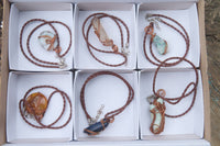 Hand Made Mixed Copper Wire Wrapped Pendants x 6 From Southern Africa - Toprock Gemstones and Minerals