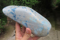 Polished Blue Spinel Spotted Quartz Standing Free Form x 1 From Madagascar - Toprock Gemstones and Minerals