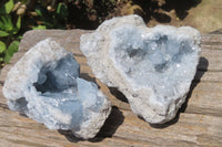Natural Celestite Geode Specimens x 2 From Sakoany, Madagascar - Toprock Gemstones and Minerals