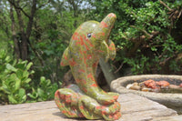 Hand Made Unakite Dolphin Carving x 1 From China - Toprock Gemstones and Minerals