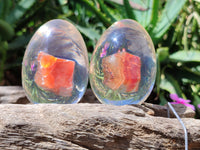 Polished Carnelian In Resin Egg - Sold Per Item - From Madagascar - Toprock Gemstones and Minerals