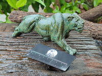 Hand Made Green Verdite Lion Carvings x 2 From Zimbabwe - Toprock Gemstones and Minerals