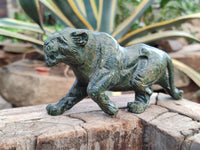 Hand Made Green Verdite Lion Carvings x 2 From Zimbabwe - Toprock Gemstones and Minerals
