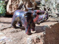 Polished Tiger Iron Banded Ironstone Jasper Elephant Carving - sold per item - From Australia - Toprock Gemstones and Minerals