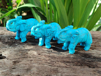 Polished Blue Howlite Elephant Carving - sold per item - From Zimbabwe - Toprock Gemstones and Minerals