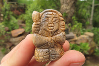 Polished Picture Stone Jasper Far Eastern Carved Gods on Wooden Stands - sold per Set of 7 - From South Africa - Toprock Gemstones and Minerals
