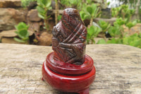 Polished Tiger Iron Far Eastern Carved Gods on Wooden Stands - sold per Set of 7 - From Australia - Toprock Gemstones and Minerals