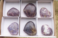 Polished Lepidolite Gemstone Hearts x 6 From Madagascar - Toprock Gemstones and Minerals