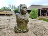 Hand Made Traditional African Bust Stone Sculpture x 1 From Zimbabwe - Toprock Gemstones and Minerals