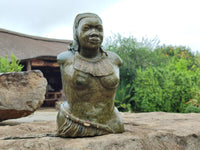 Hand Made Traditional African Bust Stone Sculpture x 1 From Zimbabwe - Toprock Gemstones and Minerals