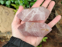 Polished Double Terminated Rose Quartz Points x 6 From Ambatondrazaka, Madagascar - Toprock Gemstones and Minerals