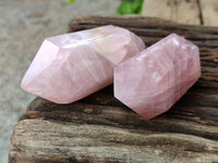 Polished Double Terminated Rose Quartz Points x 6 From Ambatondrazaka, Madagascar - Toprock Gemstones and Minerals