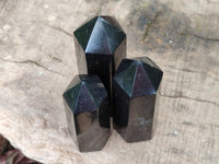 Polished Black Basalt Point-Prisms x 12 From Antsirabe, Madagascar - Toprock Gemstones and Minerals