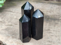 Polished Black Basalt Point-Prisms x 12 From Antsirabe, Madagascar - Toprock Gemstones and Minerals