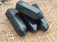Polished Black Basalt Point-Prisms x 12 From Antsirabe, Madagascar - Toprock Gemstones and Minerals