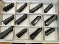 Polished Black Basalt Point-Prisms x 12 From Antsirabe, Madagascar - Toprock Gemstones and Minerals