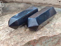 Polished Black Basalt Point-Prisms x 12 From Antsirabe, Madagascar - Toprock Gemstones and Minerals