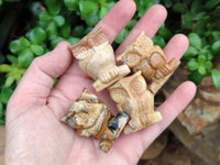Polished Small Namibian Desert Picture Stone Jasper Owl Carving - sold per item - From Namibia - Toprock Gemstones and Minerals