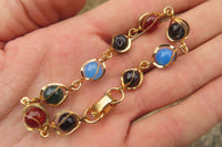 Polished Multicolor Agate Beaded Bracelet with clasp - Sold Per Item - From China - Toprock Gemstones and Minerals