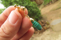 Polished Pair of Malachite Drop Clip On Earrings - Sold Per Pair - From Congo - Toprock Gemstones and Minerals
