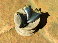 Polished Silver Hematite Lions Claw Pendant with Gold Cap & Bail - Sold Per Item - From China - Toprock Gemstones and Minerals