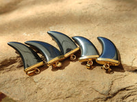 Polished Silver Hematite Lions Claw Pendant with Gold Cap & Bail - Sold Per Item - From China - Toprock Gemstones and Minerals