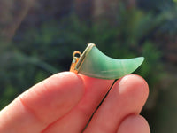 Polished Aventurine Lions Claw Pendant with Gold Cap & Bail - Sold Per Item - From Zimbabwe - Toprock Gemstones and Minerals