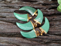 Polished Aventurine Lions Claw Pendant with Gold Cap & Bail - Sold Per Item - From Zimbabwe - Toprock Gemstones and Minerals