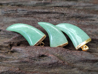 Polished Aventurine Lions Claw Pendant with Gold Cap & Bail - Sold Per Item - From Zimbabwe - Toprock Gemstones and Minerals