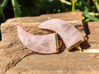 Polished Rose Quartz Lions Claw Pendant with Gold Cap & Bail - Sold Per Item - From Madagascar - Toprock Gemstones and Minerals